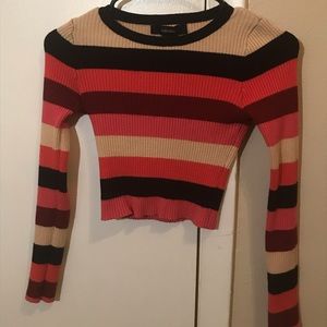 Striped F21 crop top - (sweater material)
